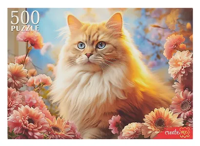 Пазл «Кот в хризантемах» 500 элементов, Рыжий Кот - фото 3