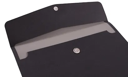 Папка-конверт на кнопке А4, черный кожзам, Schiller - фото 4