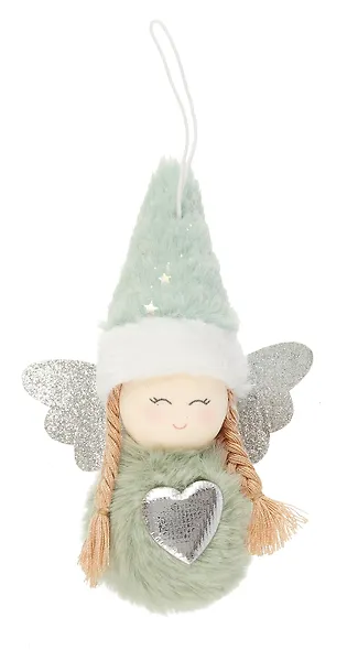Новогоднее подвесное украшение Девочка-помпончик с сердечком (текстиль) (8см) (12-06277-NY-22) - фото 2