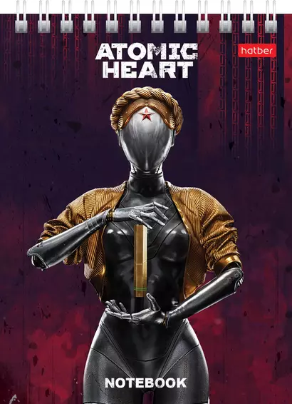 Блокнот А6 40л кл. "Atomic Heart" мел.картон, гребень, ассорти - фото 1