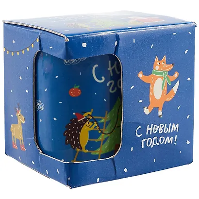 Кружка С Новым годом Мечты сбываются (синяя) (керамика) (330мл) (коробка) - фото 3