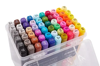 Маркеры для скетчинга 60 цветов, двусторонние пулевидный/скошенный наконечник, Art idea - фото 1