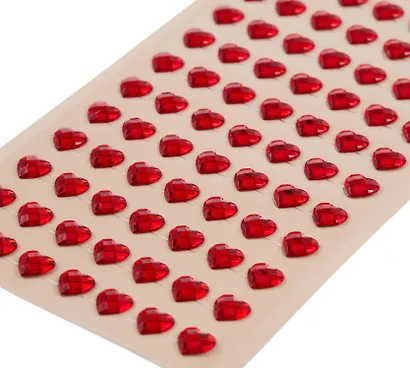 Стразы самоклеящиеся Сердечки красные - фото 3