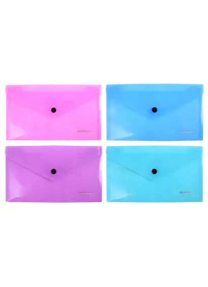 Папка-конверт С6 на кпопке, пластик, ассорти - фото 3