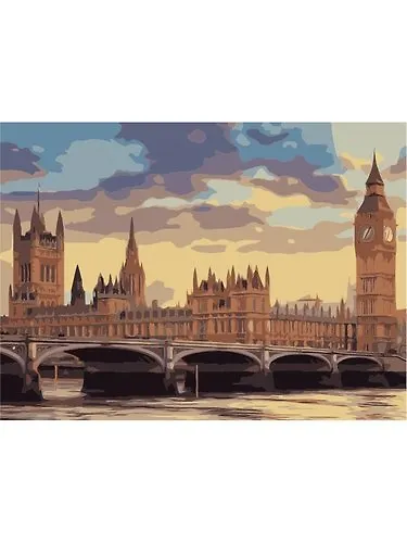 Холст с красками по номерам 22х30см (14цв.) ТМ Рыжий кот Лондон на рассвете HS109 - фото 1