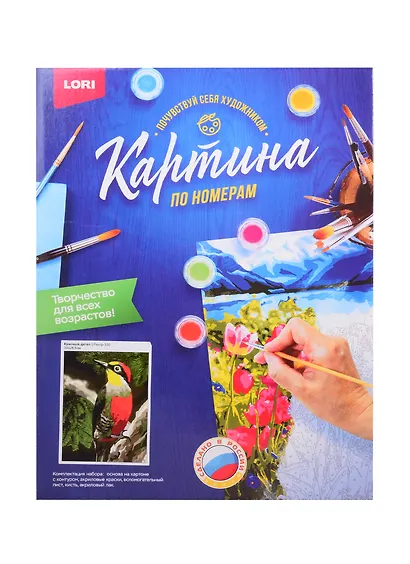 Набор для творчества LORI Раскраска по номерам Красный дятел - фото 2
