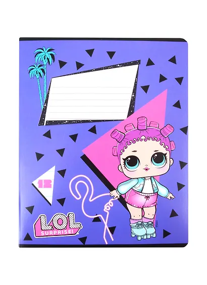 Тетрадь в линейку LOL, 12 листов, в ассортименте - фото 1