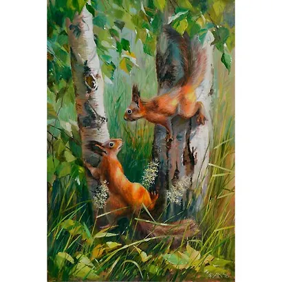 Картина стразами (алмазная мозаика) 30x40 см, ОСТРОВ СОКРОВИЩ "Белочки", без подрамника, 662566 - фото 1