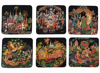 Сувенир, Акм, Плакетка, "Жар-Птица", палех, 6 штук - фото 2