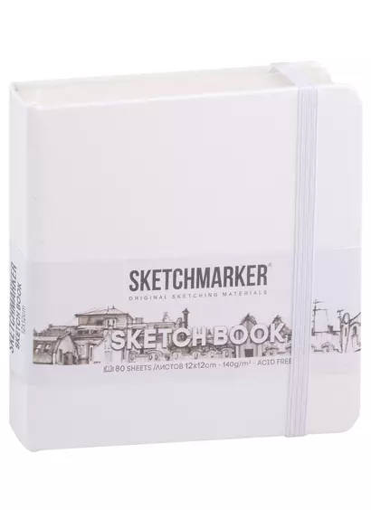 Скетчбук 12*12 80л "Sketchmarker" белый, нелинованн. 140г/м2, слоновая кость, тв.обл. - фото 1