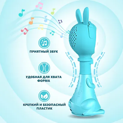 Зайчик Няня. Голубой. Музыкальная интерактивная игрушка - фото 4