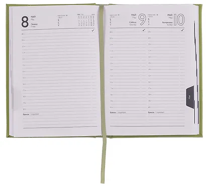 Ежедневник дат. 2026г. А6+ 176л "Наппа" салатовый, кожзам, тв.переплет, обл.поролон, блинт.тиснение, офсет, справ.мат-лы, ляссе, инд.уп - фото 3