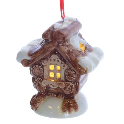 Украшение новогоднее Избушка с подсветкой, 3 варианта (керамика) (7х5х8) - фото 6