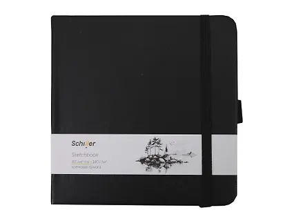 Скетчбук 12*12 80л "Schiller" черный, 140г/м2 слоновая кость, тв.обл., Schiller - фото 1
