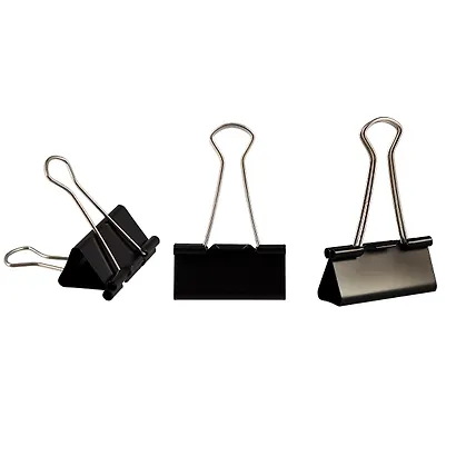 Зажимы для бумаг GoodMark большие, чёрные, 12 штук - фото 1