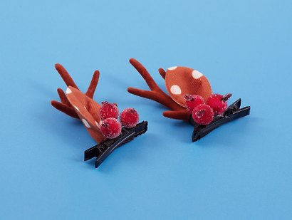 Заколки новогодние Рожки олененка с ушками и ягодами (2шт) (текстиль) (12-6142-HNY25) - фото 3