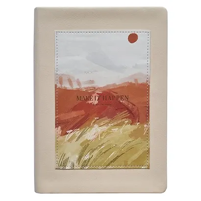 Ежедневник недат. А5 96л "View" бежевый, иск.кожа, интегр.переплет, блинт.тиснение, нашивка с тисн.фольгой, ляссе - фото 1