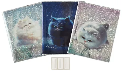 Обложки 03шт д/тетрадей гологр. "ПУХЛЫЕ КОТЫ" 346*215мм, ПВХ 70мкм, три наклейки для персонализации, подвес - фото 8