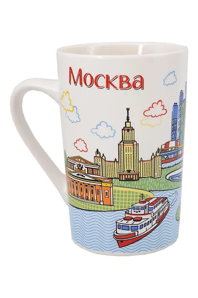 Кружка Москва Москва-сити (фарфор, матовая)(цветн.рисунок) (коробка) (065-4-18-CL) - фото 1