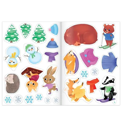 Книга с многоразовыми наклейками "Ура, зима пришла!" - фото 4