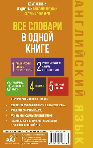 Английский язык. Все словари в одной книге: Англо-русский словарь с произношением. Русско-английский словарь с произношением. Грамматика английского языка. Идиомы. Фразовые глаголы - фото 2