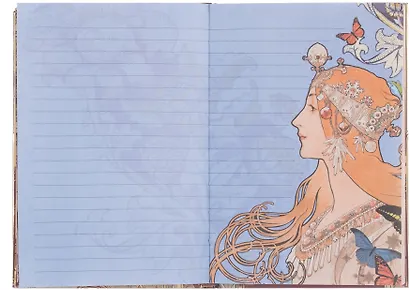 Книга для записей А5, 128 листов "А.Муха" твердая обложка, внутренний блок с дизайном, в ассортименте - фото 13