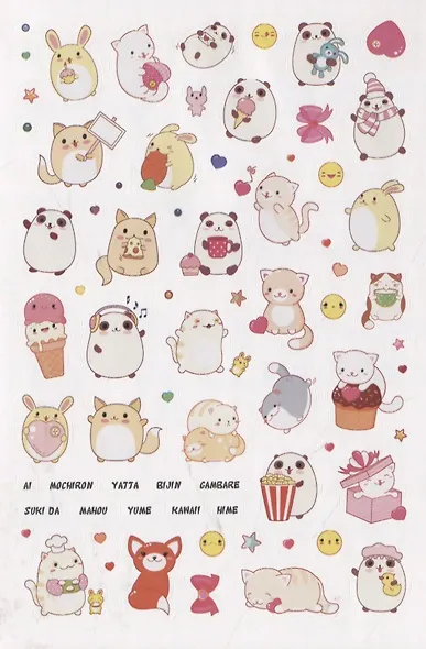 Anime & Kawaii. Более 600 няшных стикеров! Для украшения ежедневника, смартфона или ноутбука! (зеленая) - фото 6
