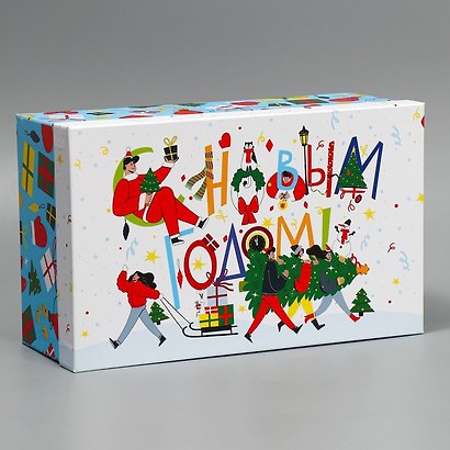 Коробка "Новогоднее веселье" 32,5*20*12,5 Новый год, картон - фото 2