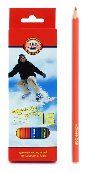Карандаши цветные 18цв "Спорт" к/к, подвес, Koh-I-Noor - фото 1