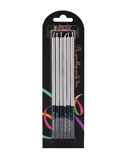 Набор свечей для торта Silver (серебро) (6шт) (15см) (12-7color-candle_12) - фото 1