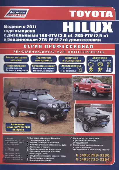 Toyota HILUX Мод. c 2011 г. вып. с диз./бенз. дв. (+мод. 2004-2011 гг.) Рук... (Профессионал) (м/тв) - фото 1