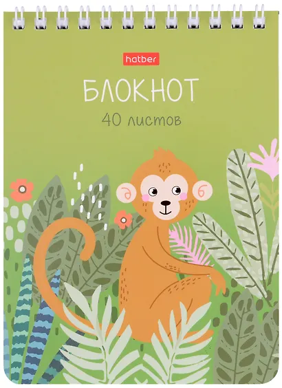 Блокнот А6 40л кл. "Джунгли" мел.картон, гребень, ассорти - фото 3