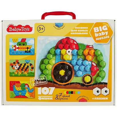 Мозаика для самых маленьких BABY TOYS Трактор d2,5/7 цв. /107 эл - фото 2