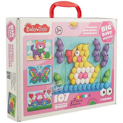 Мозаика для самых маленьких BABY TOYS Утенок d2,5/7 цв. /107 эл - фото 1