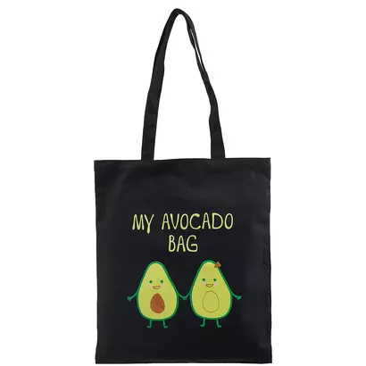 Сумка-шоппер My avocado bag, черная, текстиль, 40см.*32см. - фото 1