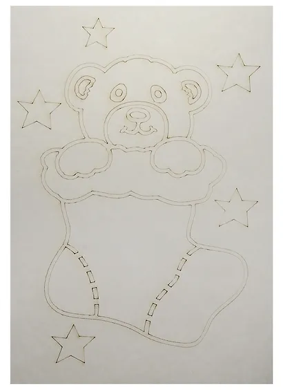 Трафарет Мишка в носке А5 (148х210) (541) (3+) (Песочный мир) - фото 1