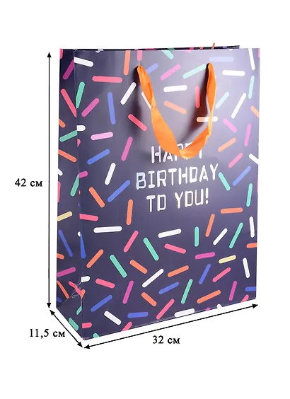 Пакет А3 42*32*11,5 "Birthday wishes" нейтр., бум.мат.ламинат - фото 2