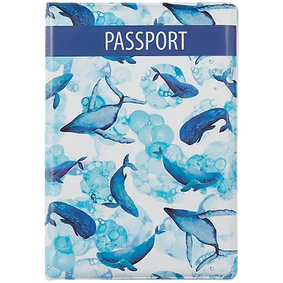 Обложка для паспорта Киты (ПВХ бокс) (12-999-27-552) - фото 1