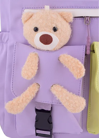 Рюкзак "Bear" сиреневый, с игрушкой - фото 3