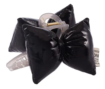 Заколка-крабик дутая Бантик (черная, металлик) (PU) (12см) (12-2025093-13) (Lafilaf) - фото 3