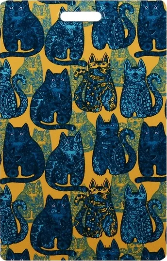 Чехол для карточек Синие коты на желтом фоне - фото 1