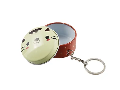 Шкатулка-брелок Котенок (круглая) (металл) (4 см) - фото 2