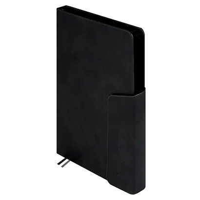 Ежедневник дат. 2026г. А5 176л "Тиволи глосс" черный, кожзам, тв.переплет, блинт.тиснение, офсет, справ.мат-лы, закругл.углы, 2 ляссе, инд.уп - фото 3