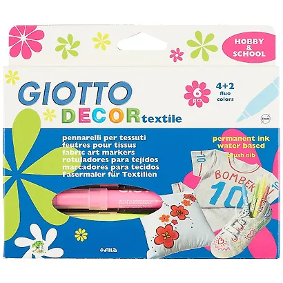 Фломастеры 06цв "Giotto Decor Textille" для ткани, Giotto - фото 1