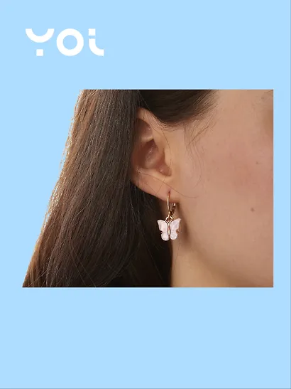 Набор сережек Yoi, "Бабочки и цветки", 2,5 см, 3 штуки - фото 3
