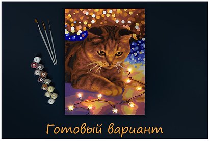 "ФРЕЯ" PNB/PMDD-188 Набор для раскрашивания по номерам ( со светодиодами ) 40 х 30 см"Котик с огоньками" - фото 3