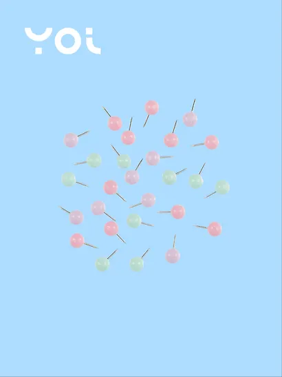 Кнопки гвоздики 40 штук с круглой головкой, пастельные, в ассортименте, Yoi - фото 3