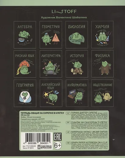 Тетрадь 48 листов в клетку "Жабка. Обществознание" - фото 2