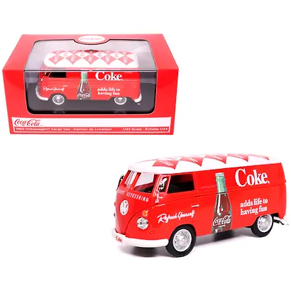 432202 Машинка литая коллекционная Motor City Classics - Die-сast модель по лицензии Coca-Cola 1962 Volkswagen Cargo Van, масштаб 1:43 - фото 1