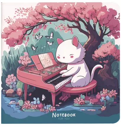 Записная книжка 170*170мм 40л "Cat`s symphonie" soft-touch ламинация, скоба - фото 1